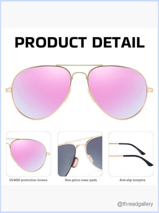 Oversized Aviator Polarized Sunglasses UV Protection Double Bridge